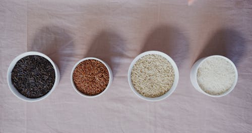 Different Types of Rice in Bowls