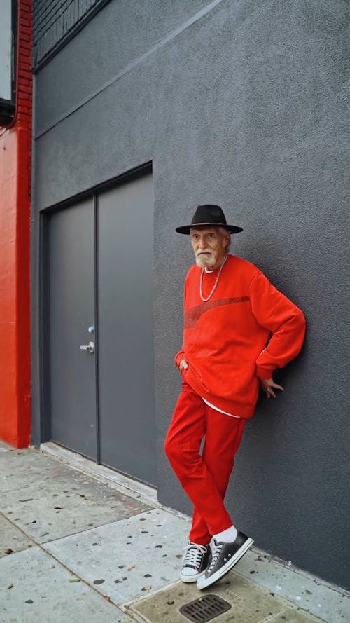 Elderly Man Wearing Streetwear