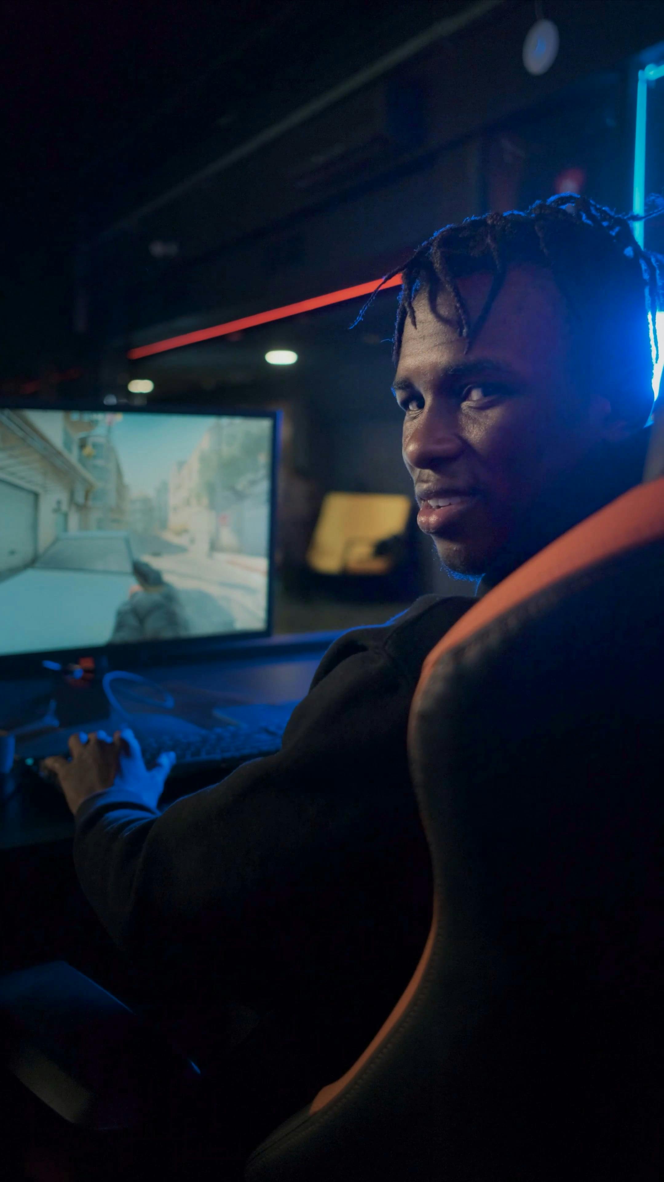 A Young Man Posing while Playing Computer Games Free Stock Video ...
