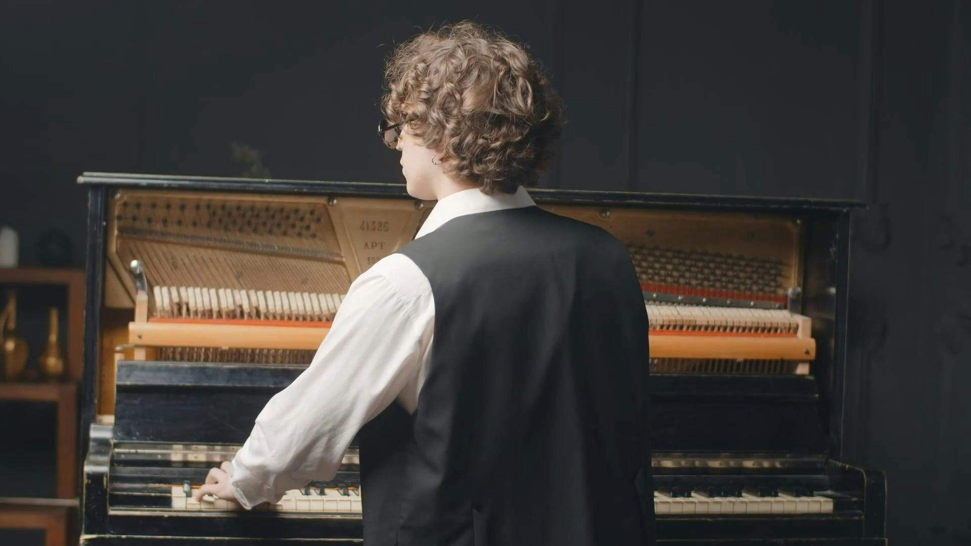 A Blind Man Playing Piano · Free Stock Video