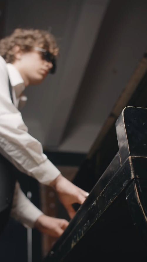 A Blind Man Playing Piano Free Stock Video Footage, Royalty-Free 4K