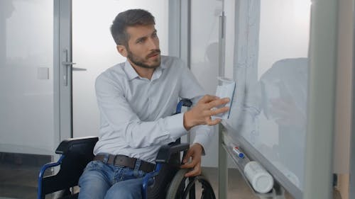 A Person Using a Whiteboard Eraser