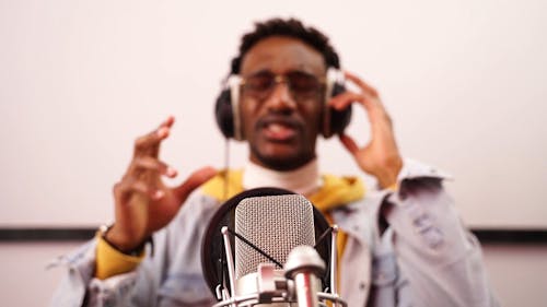 Man Singing in the Music Studio