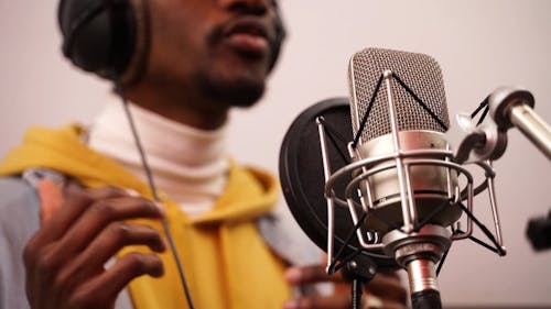 Man Singing in the Music Studio