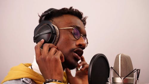 Man Singing in the Music Studio