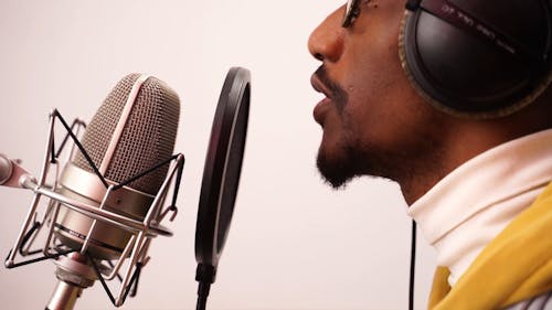 Man Singing in the Music Studio