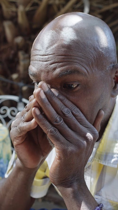 Close Up Video of an Elderly Bald Man