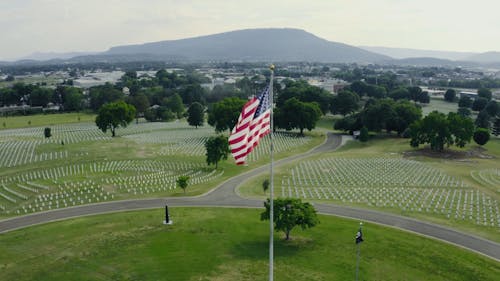 USA Flag in a Cemetery
