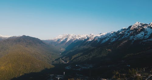 Drone Footage of Snow Capped Mountains