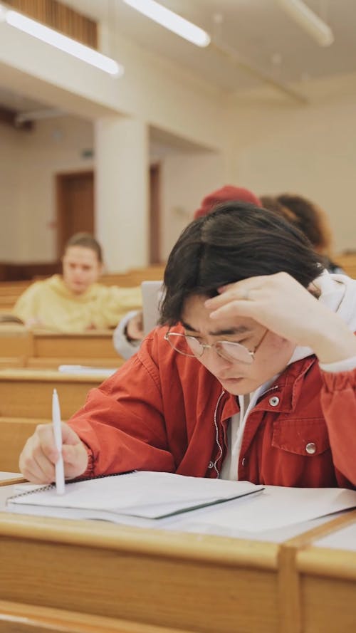 Man Studying at School