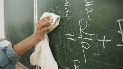 A Person Erasing the Blackboard