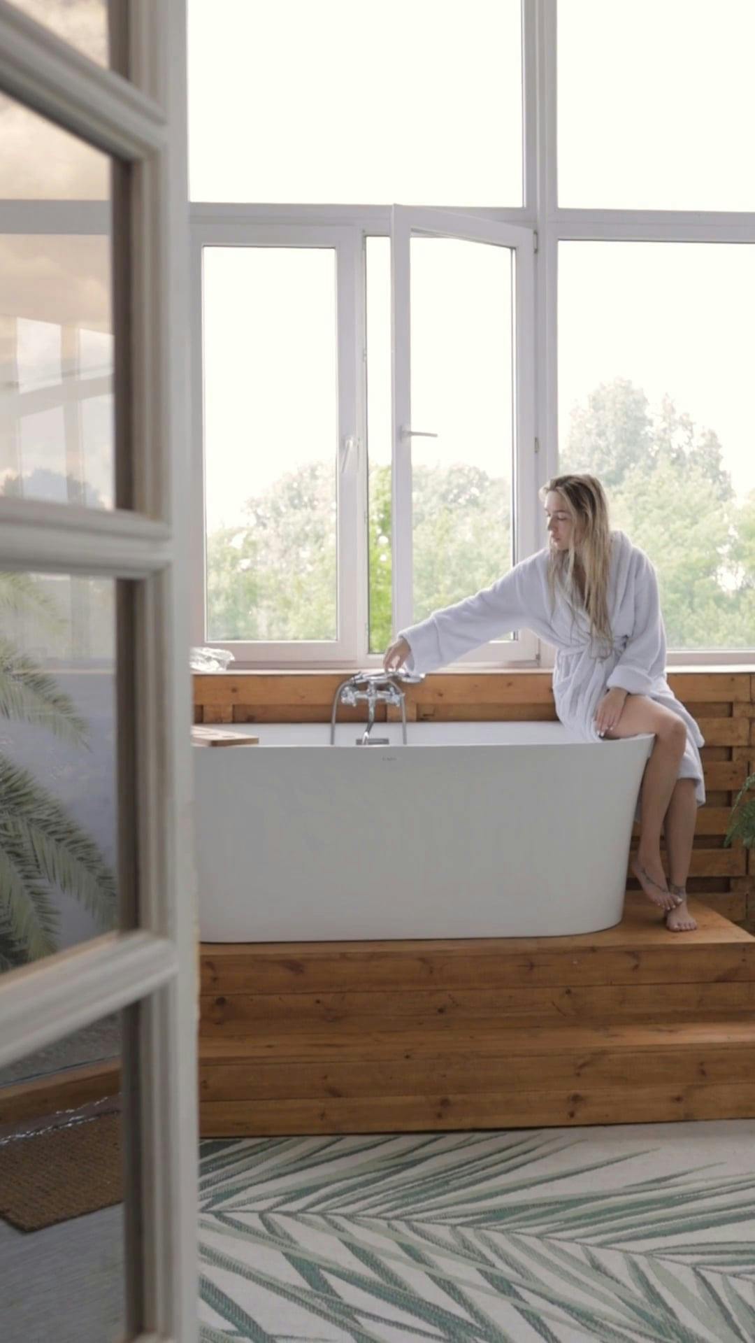 Freestanding Bathtub In A Minimalist Bathroom Videos, Download The BEST ...