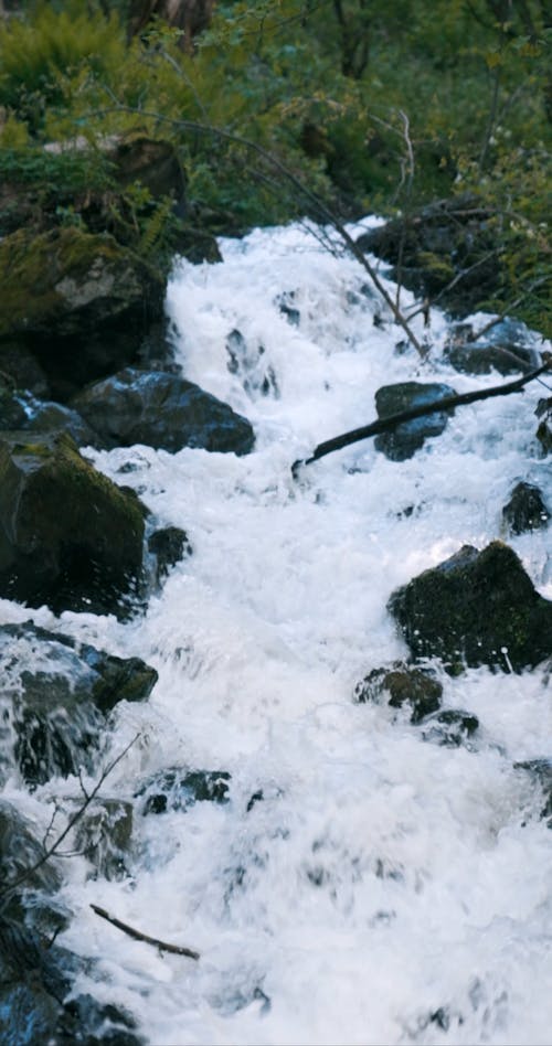 Water Flowing Down on Big Rocks