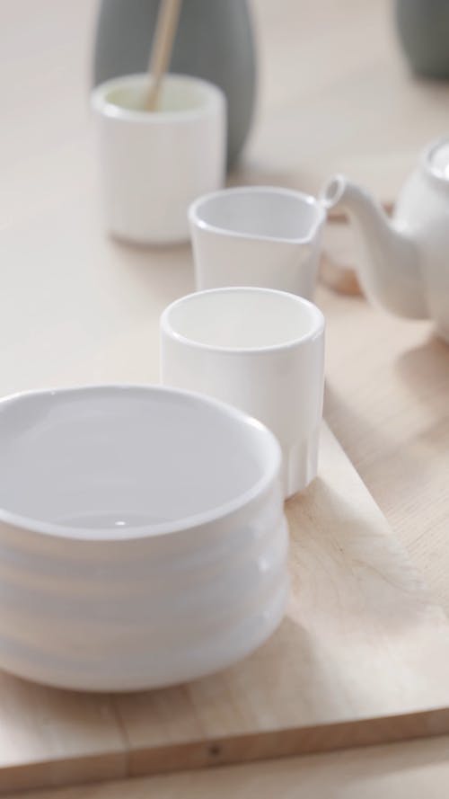 White Ceramic Tea Set on the Table