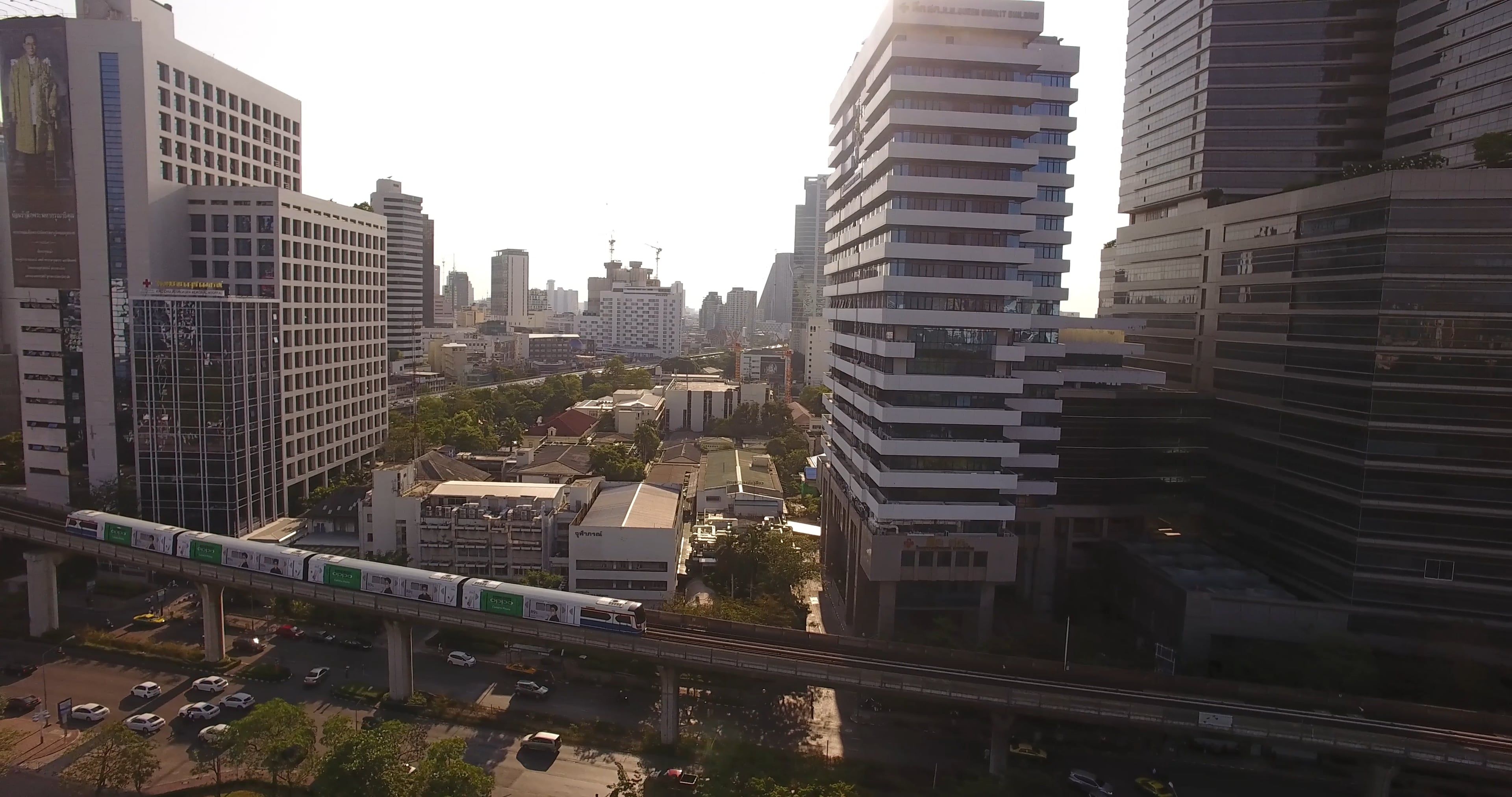 Drone Footage of High Rise Buildings and Trains in Railway Free Stock ...