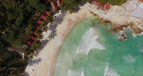 Drone Footage of Beach Waves in an Island