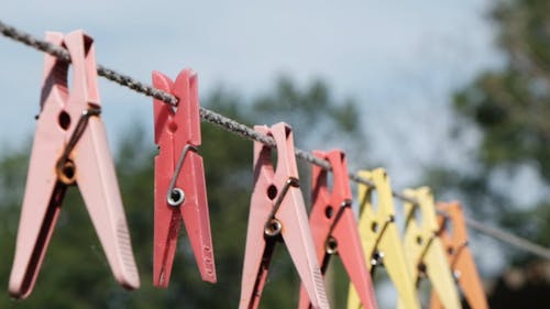 Clothespins on Clothesline