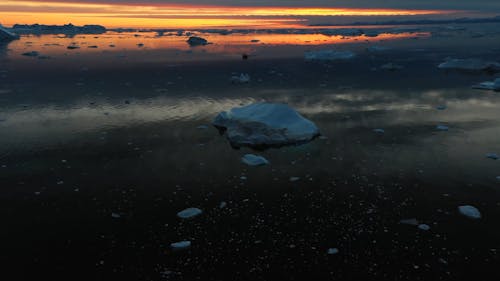 Sunset View of Iceberg at the Sea