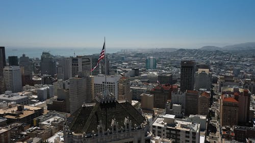 Panoramic View of a City with Tall Buildings