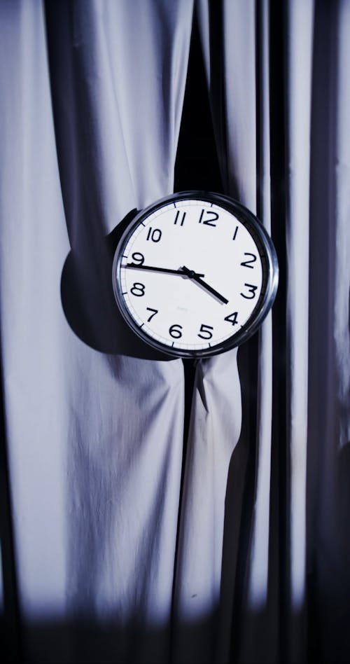 A Clock on a Curtain