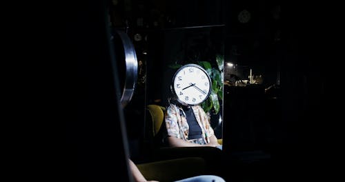 Person Posing With A Clock On The Face