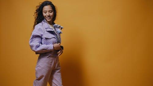 Beautiful Woman Wearing a Violet Jacket