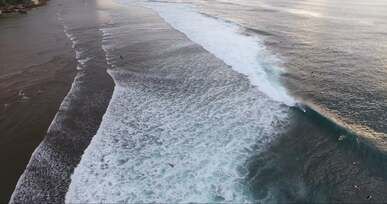 waves crashing on shore