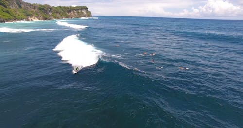 People Surfing on Waves