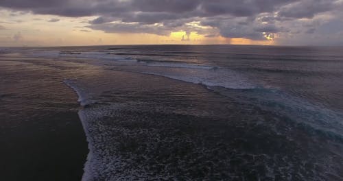 Aerial Footage of Dark Clouds Over the Ocean