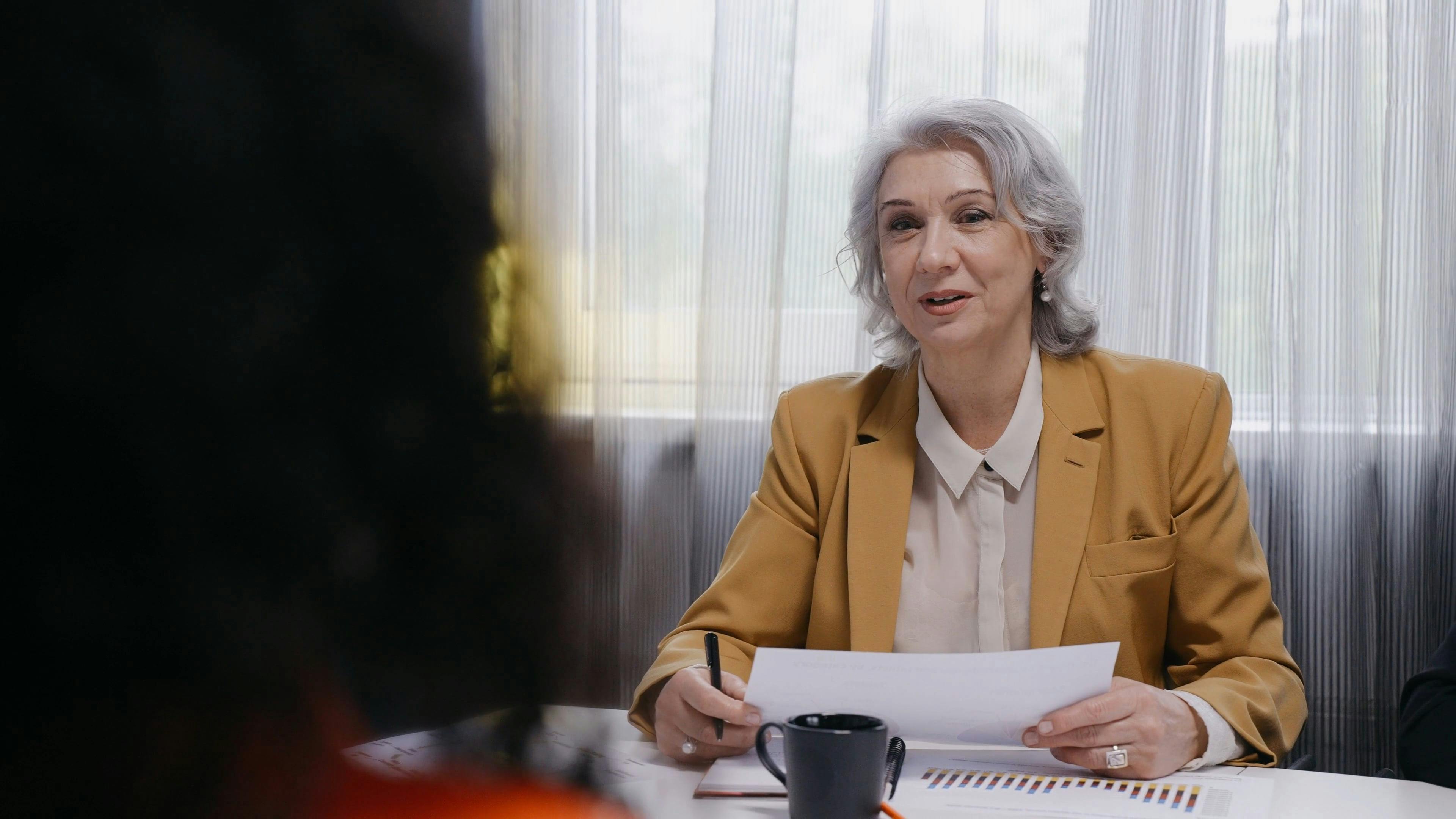 Woman Holding a Paper Talking at the Meeting Free Stock Video Footage ...