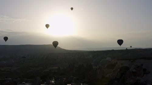 Hot Air Balloons Silhouette in the Sky