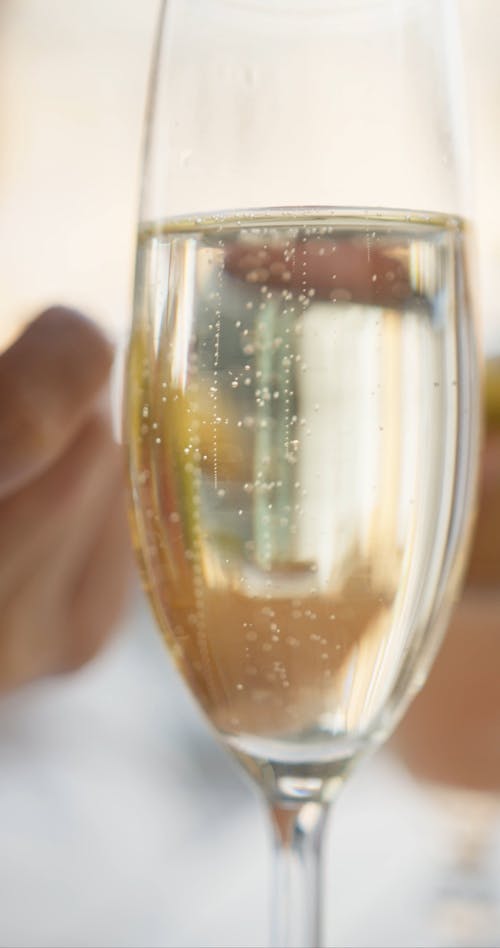 Close Up View of Champagne and Ice Cream on Glasses