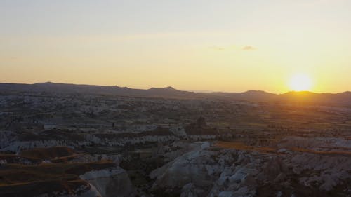 Drone Shot of Rock Formations at Sunset