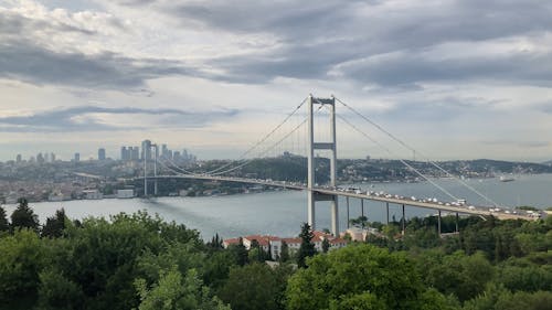 Vehicles Passing on Bosphorus Bridge