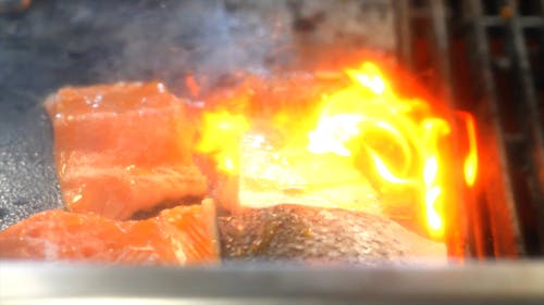 Cooking Raw Pieces of Salmon