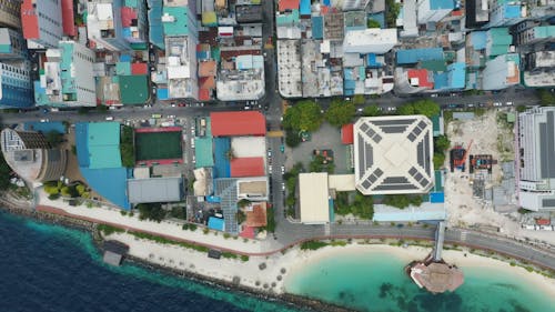 Drone Shot of a City by the Beach