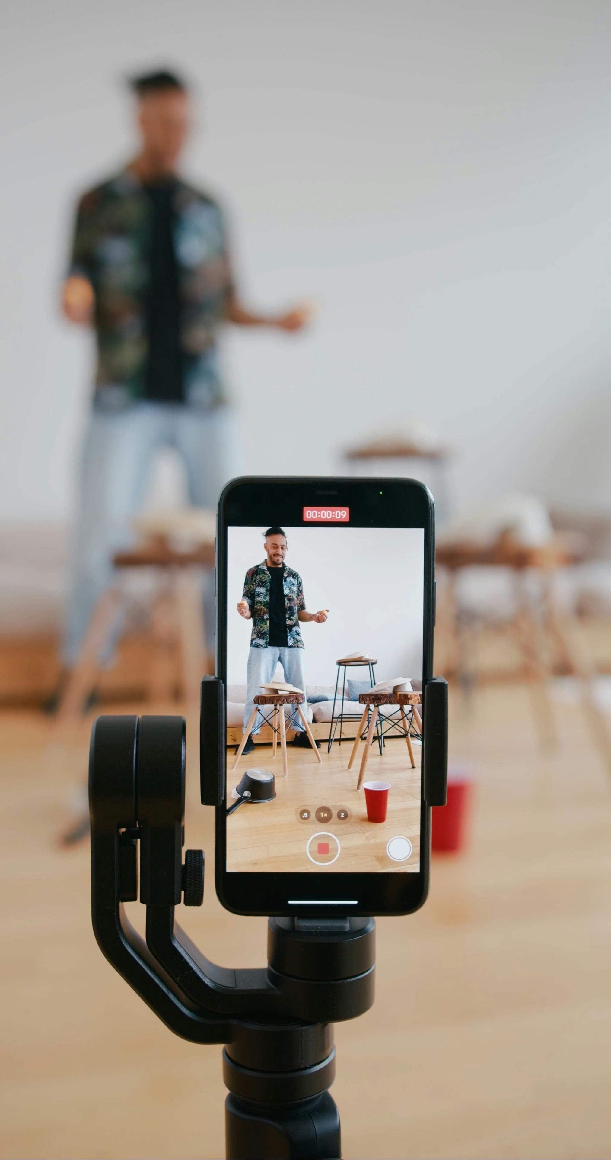 Man Recording Himself With a Smartphone · Free Stock Video