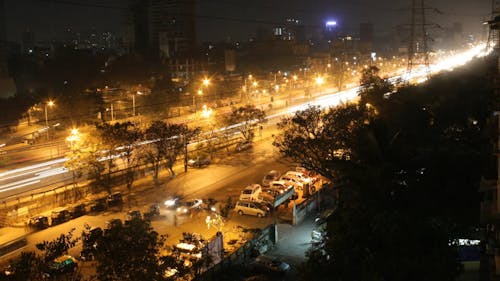 A Video Footage of Moving Cars at Night