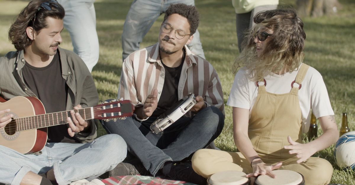 Picnic Instruments People Dancing and Playing Musical Instruments at a Picnic Free Stock ...