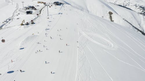 Aerial Video of People on Ski Resort