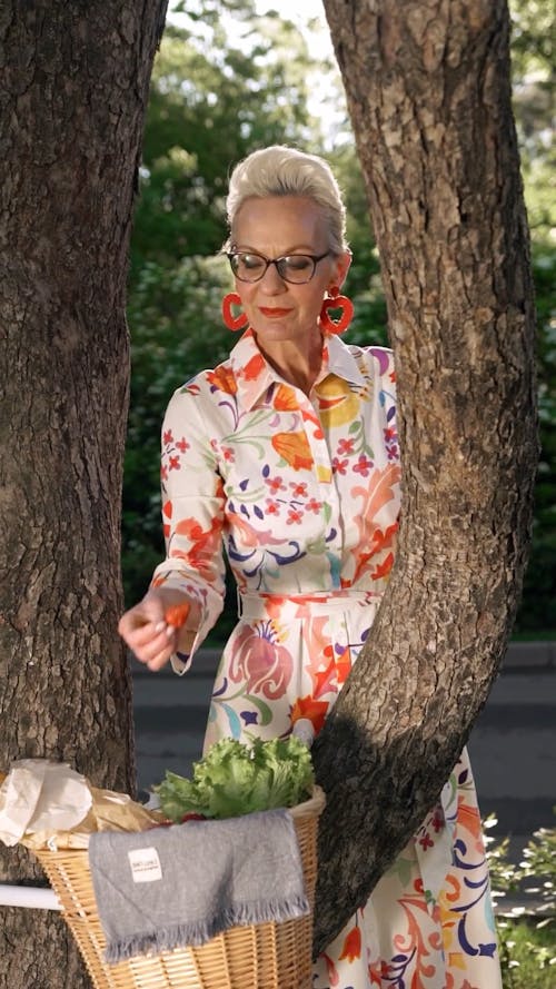 Elderly Woman Eating Strawberry