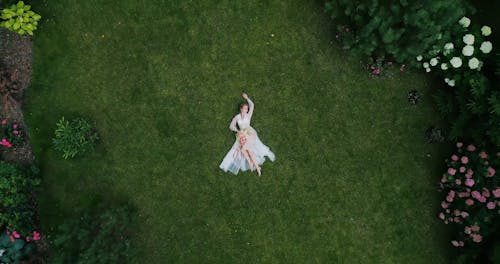 A Bride Lying on Grass