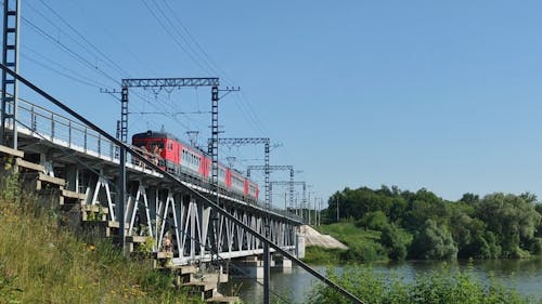 A Low Angle Shot of Moving Train