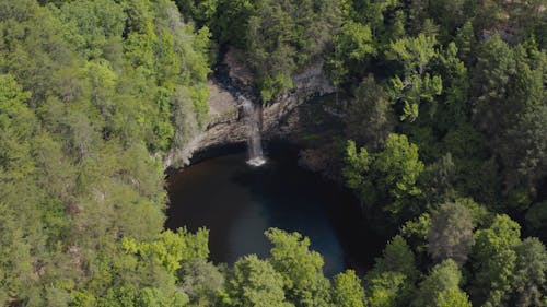 A Waterfalls From The Cliff Of A Mountain Forest