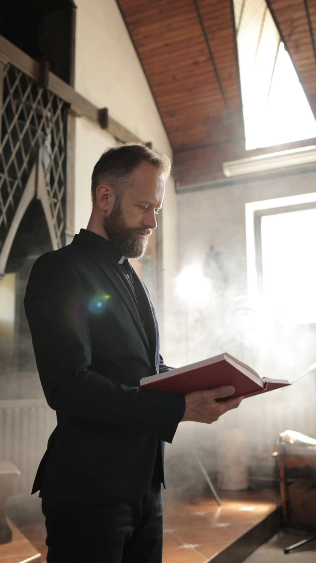 Man with Facial Hair Reading a Bible Free Stock Video Footage, RoyaltyFree 4K & HD Video Clip