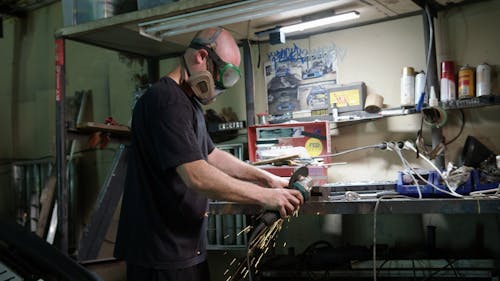 Man using Angle Grinder