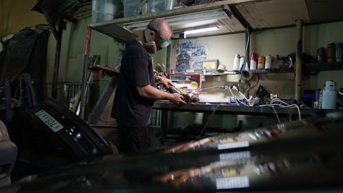 Man using Angle Grinder