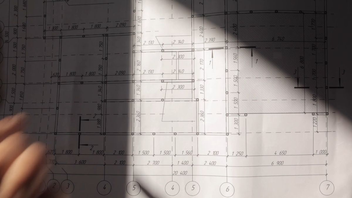 Close-up of a colorful architectural blueprint