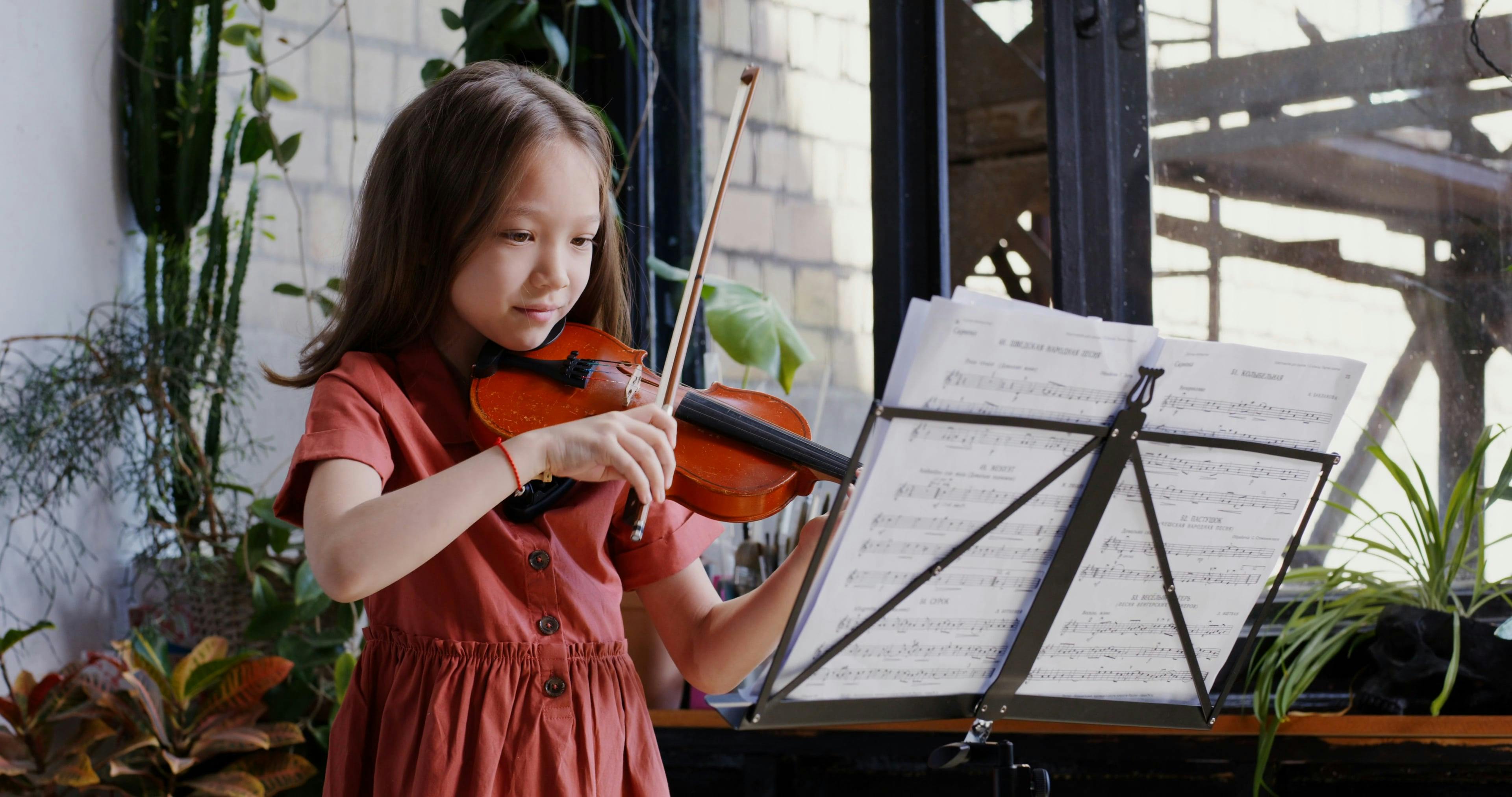 Young Girl Playing a Violin · Free Stock Video