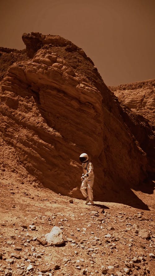 An Astronaut Running on Mars